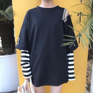 Áo tay dài phối sọc
