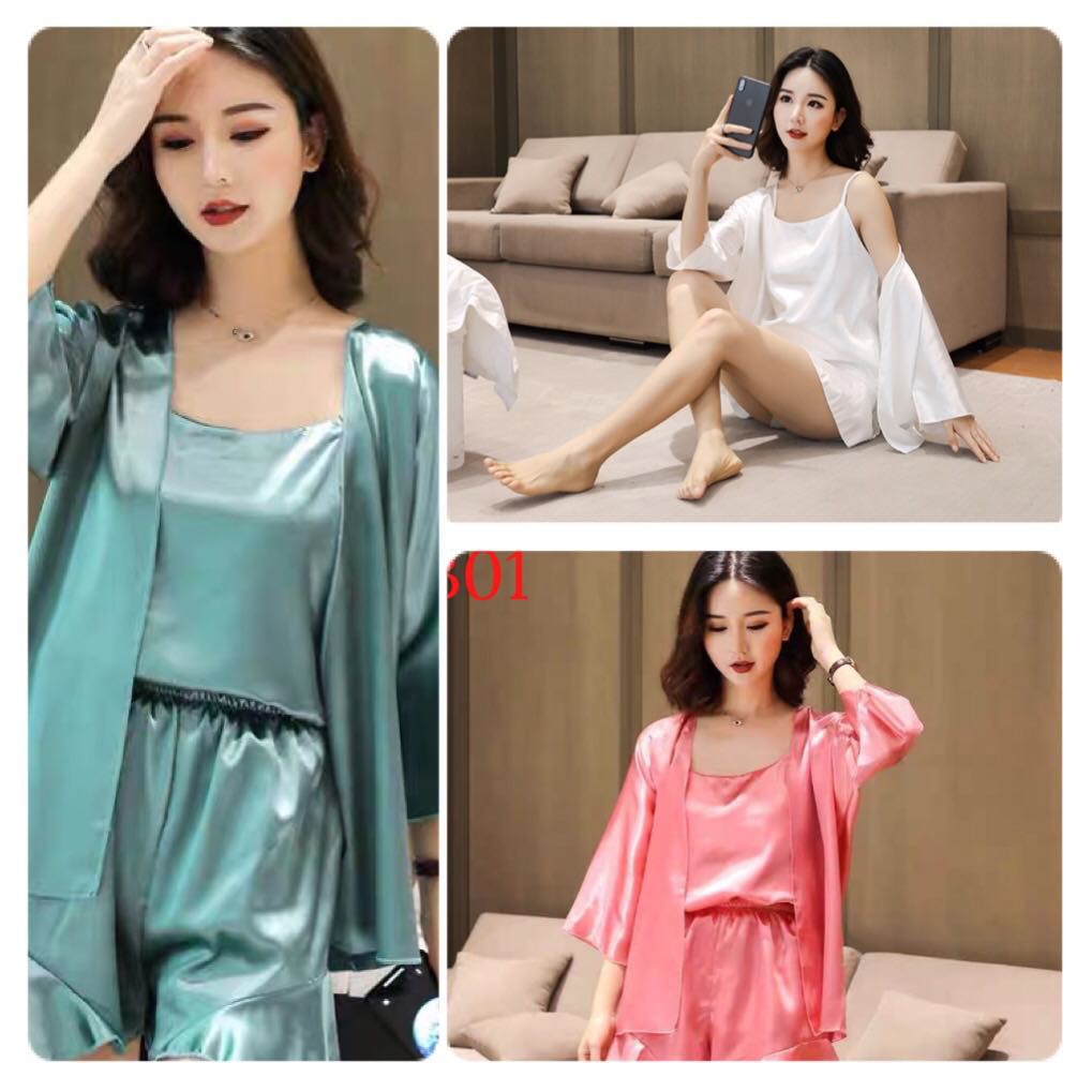 Đồ Ngủ SeXy💗FreeShip - Chất Đẹp💗 BỘ ĐỒ NGỦ 2 DÂY + ÁO CHOÀNG MẶC NHÀ SIÊU MÁT, SEXY QUYẾN RŨ ĐẸP