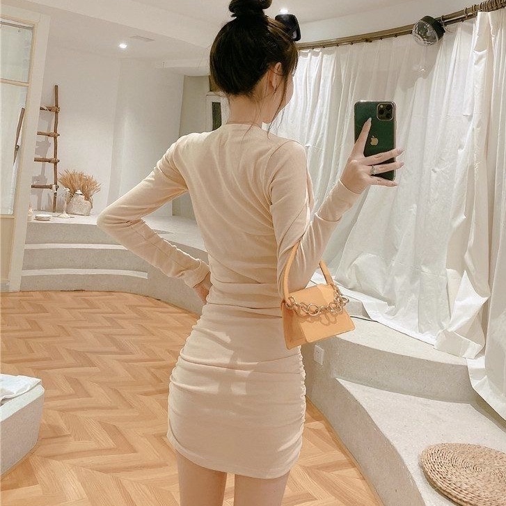 Hàng Mới Về Đầm Ngắn Dáng Ôm Gợi Cảm Thời Trang Xuân Thu Mới Cho Nữ