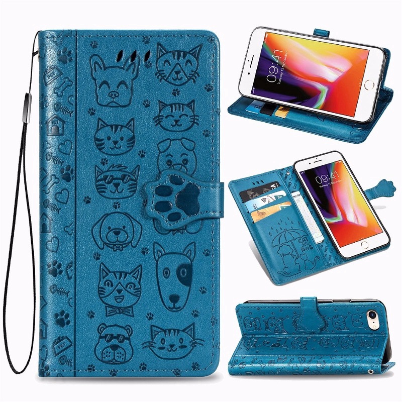 Bao da điện thoại dạng ví nắp lật họa tiết cún mèo dành cho Xiaomi Redmi Note 9S 9 8 7 Pro Max 8T Leather Case