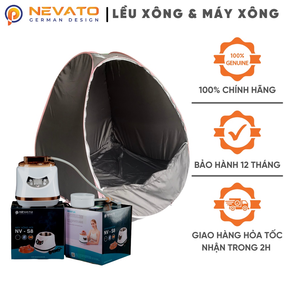 Lều Xông Hơi Tự Bung Và Nồi Xông Hơi Nevato NV-S8 Khử Trùng Cơ Thể Tặng 1 Túi Lá Xông