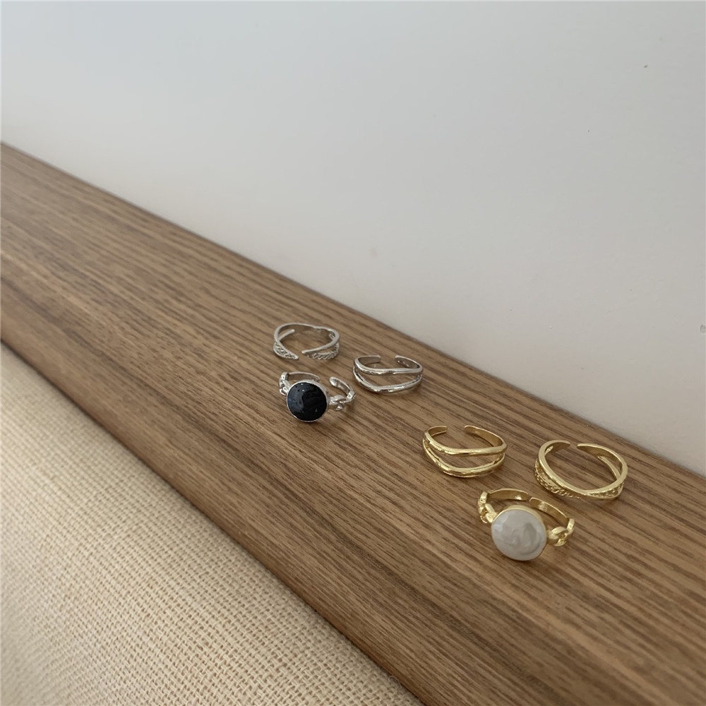 Set 3 nhẫn hở thiết kế hình học thời trang