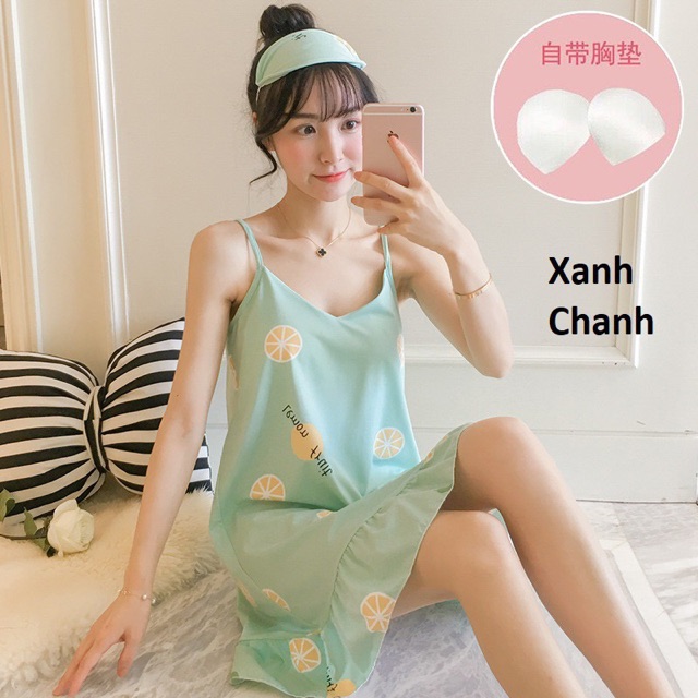 ĐẦM MẶC NHÀ Sarah Lingerie CÓ MÚT NGỰC, THIẾT KẾ 2 DÂY ( TẶNG KÈM BỊT MẮT)