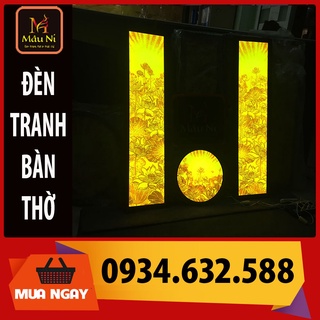 Đèn thờ Tranh trúc chỉ in MÂU NI 198,Combo 2 vách 30cm x 120cm + đèn tròn 51cm - [  Đèn vách thờ ]
