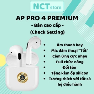 Tai Nghe Bluetooth TWS PRO 4 PREMIUM - Full Chức Năng - Thiết kế nhỏ gọn - Tặng Ốp Silicon Bảo Vệ - Bảo hành đổi mới.
