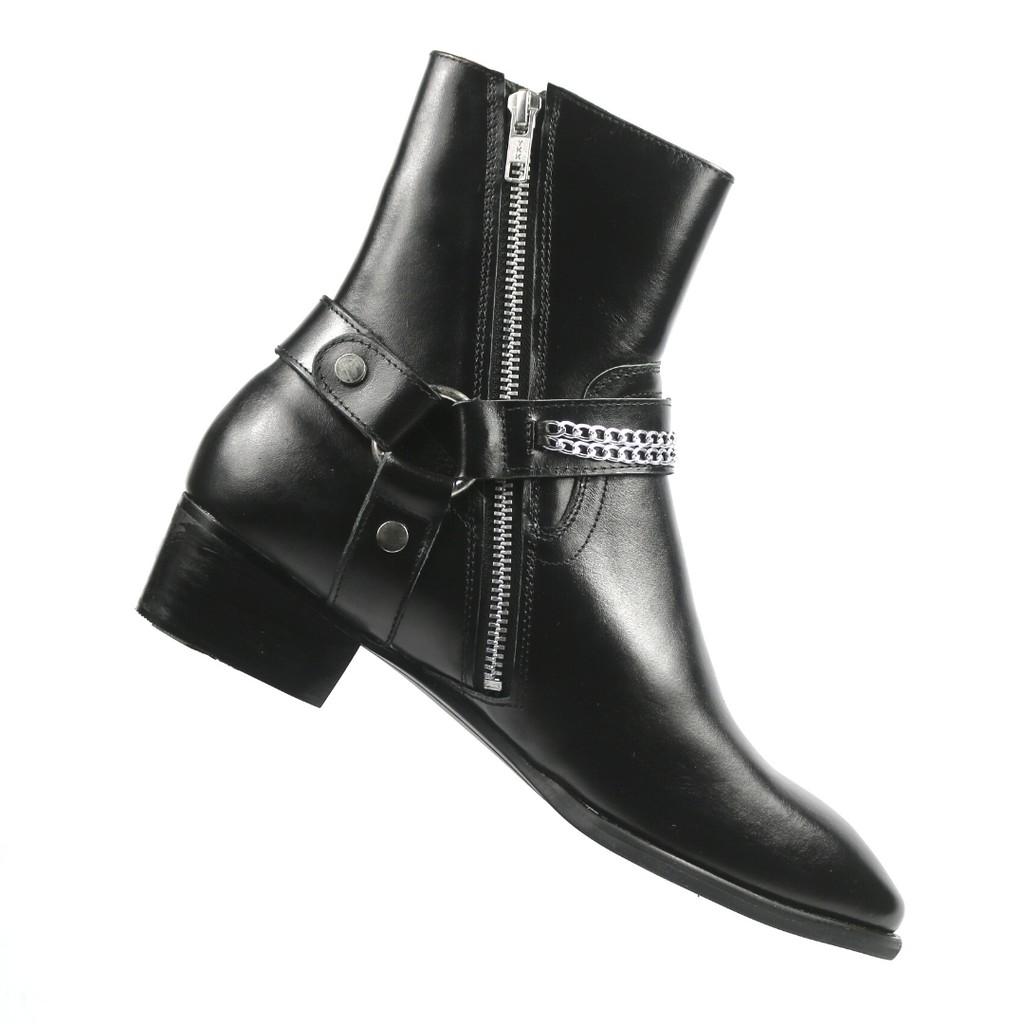 Giày Harness Boots thời trang nam chất liệu da bò cao cấp đế gỗ sang trọng SN12 khóa Zipper tiện lợi khi mang | BigBuy360 - bigbuy360.vn