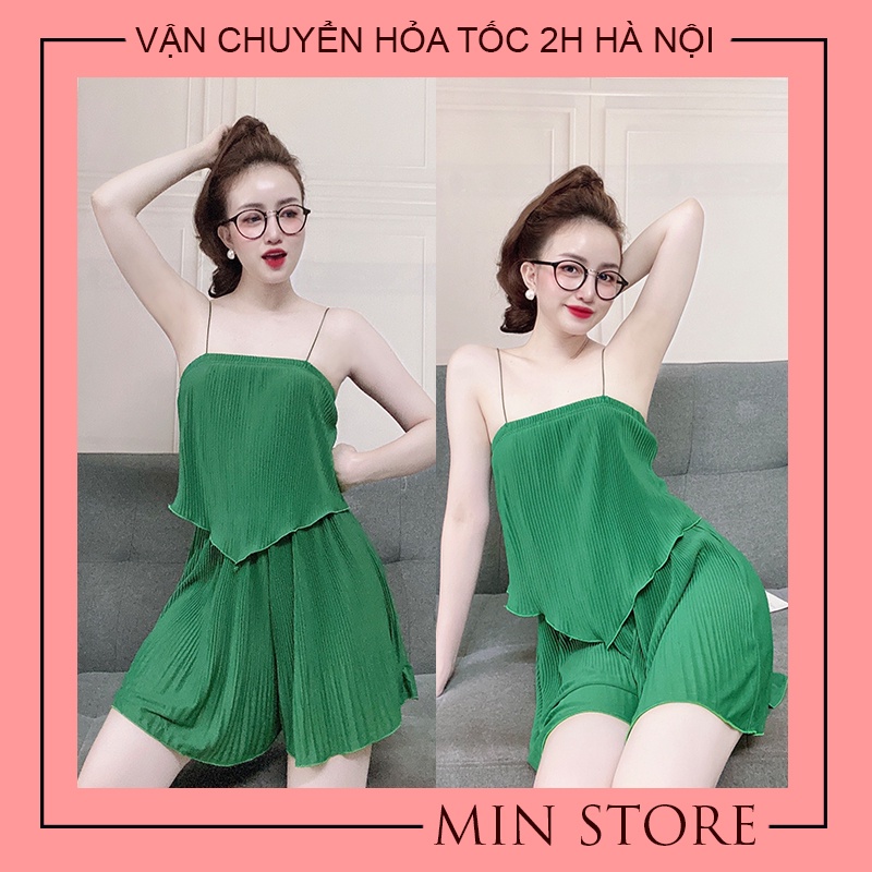 Váy ngủ sexy chất thun xếp ly cao cấp 2 dây gợi cảm MIN SHOP VN1002 | BigBuy360 - bigbuy360.vn