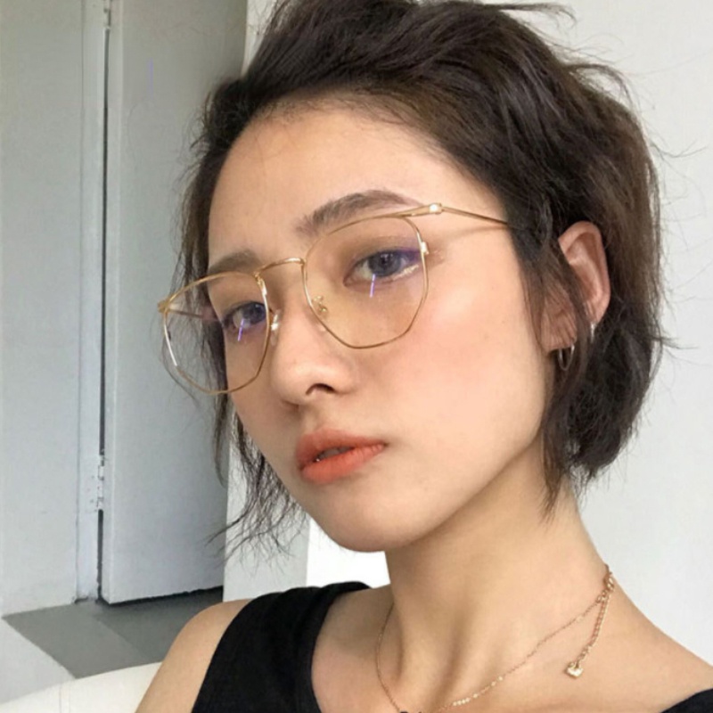 Mắt kính JIUERBA gọng tròn bằng kim loại siêu nhẹ chống ánh sáng xanh thiết kế thời trang Hàn Quốc cho nam và nữ