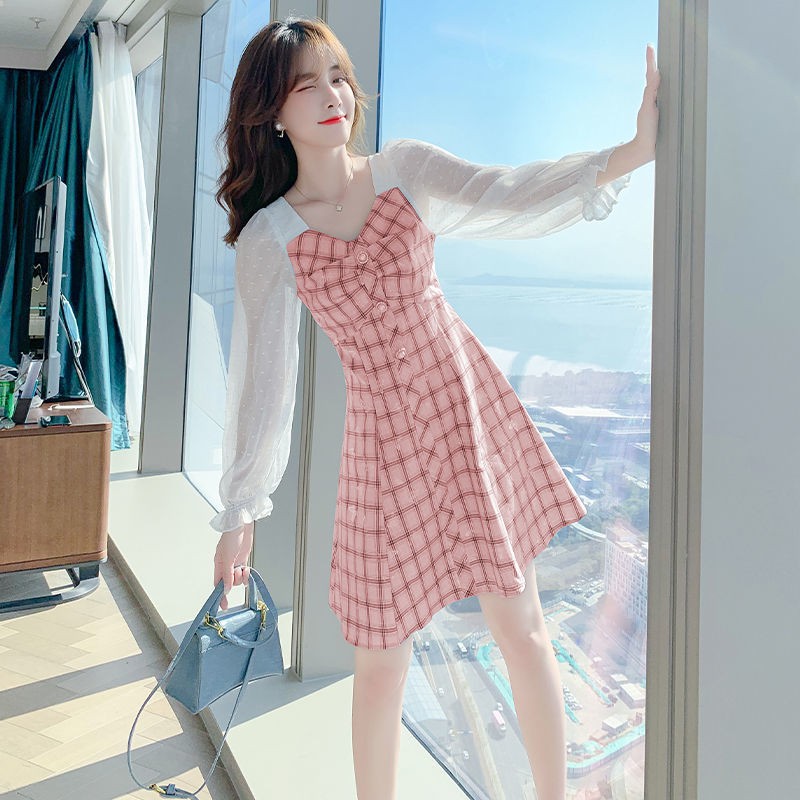 Little Wild Cat Summer Chiffon Square Neck Skirt