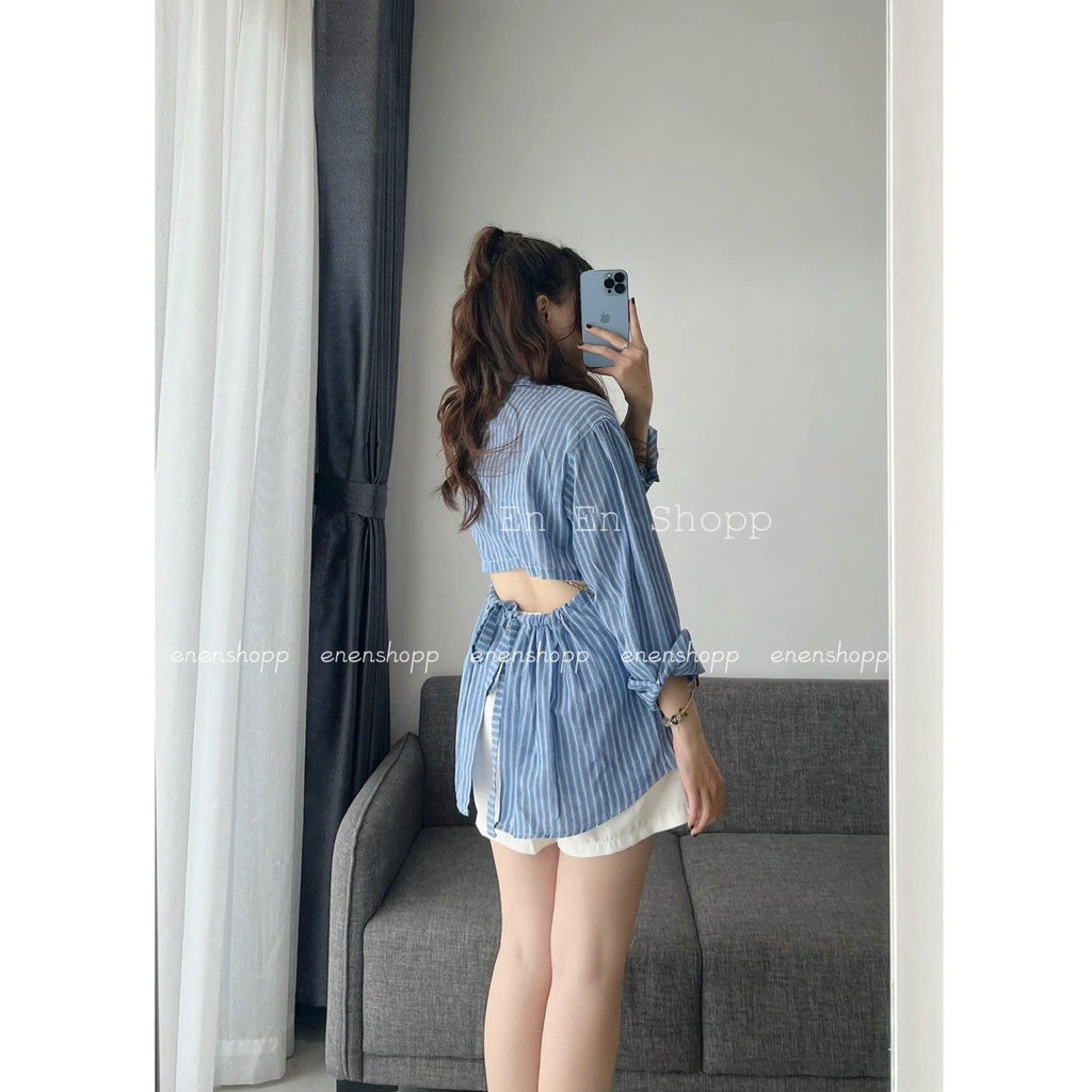 Áo sơ mi cut out lưng cá tính