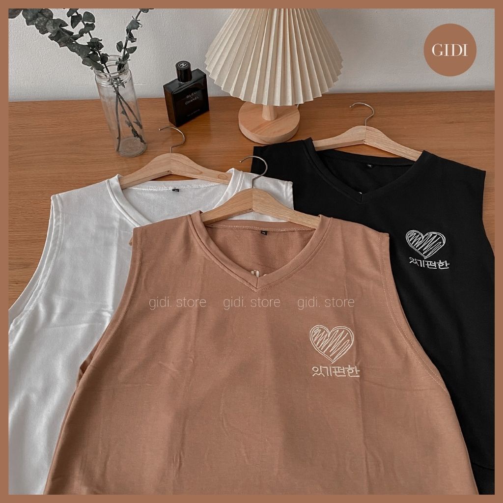 Áo Thun Gile HEART Nam Nữ Unisex in hình trái tim vải thun da cá tici ❤️ kiểu áo gile cổ tim phong cách hàn quốc