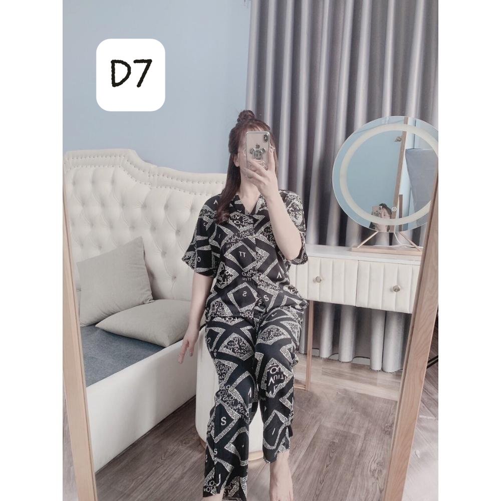 Bộ Mặc Nhà Nữ, Bộ Ngủ Nữ Pijama Lụa Áo Cộc Tay Quần Dài Chất Liệu Lụa Mango Dễ Thương