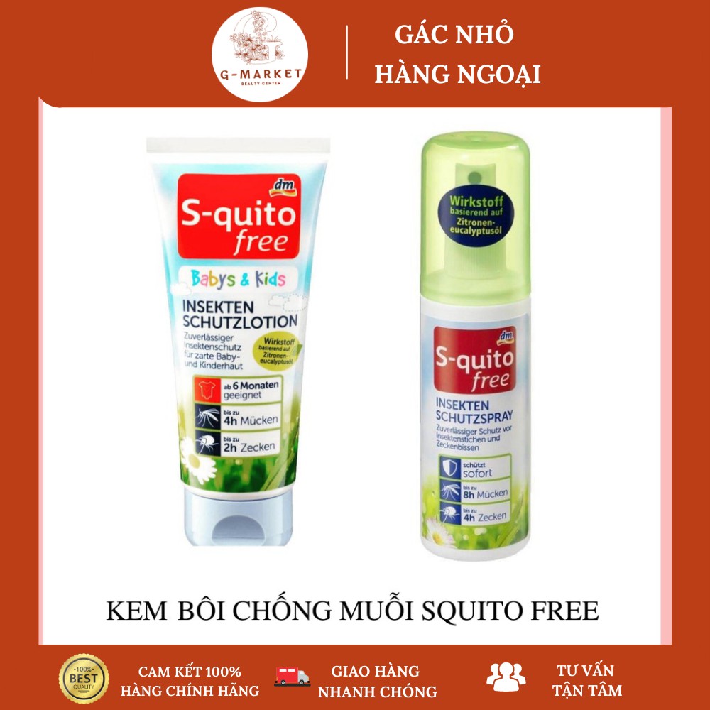 Kem Bôi Chống Muỗi Và Côn Trùng  S-QUITO FREE ĐỨC