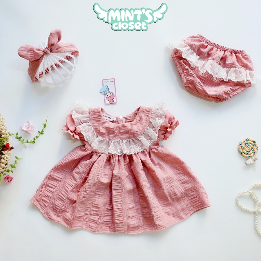 Set váy công chúa bé gái kèm nơ MINTSCLOSET Mint's Closet đầm đỏ sơ sinh 2 3 tuổi - GS1074 - GS1126