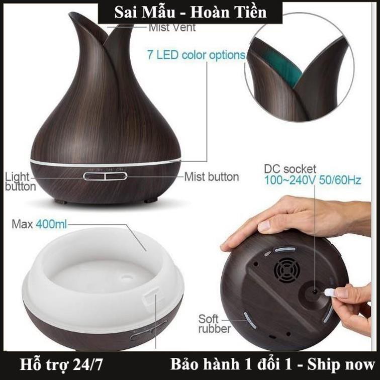 ✔️[Shop uy tín ]Máy Xông Tinh Dầu Phun Sương Hình Búp Sen 400ml  - Freeship - LỖI 1 ĐỔI 1  - Bảo hành uy tín