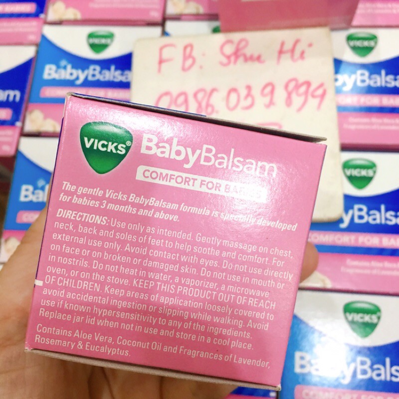 Dầu ấm Vick Baby Balsam 50g Úc Bôi Ấm Ngực Cho Bé Úc