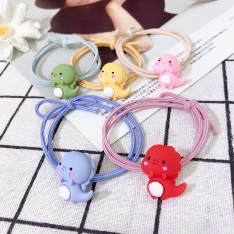 Set 5 dây cột tóc khủng long mix 5 màu