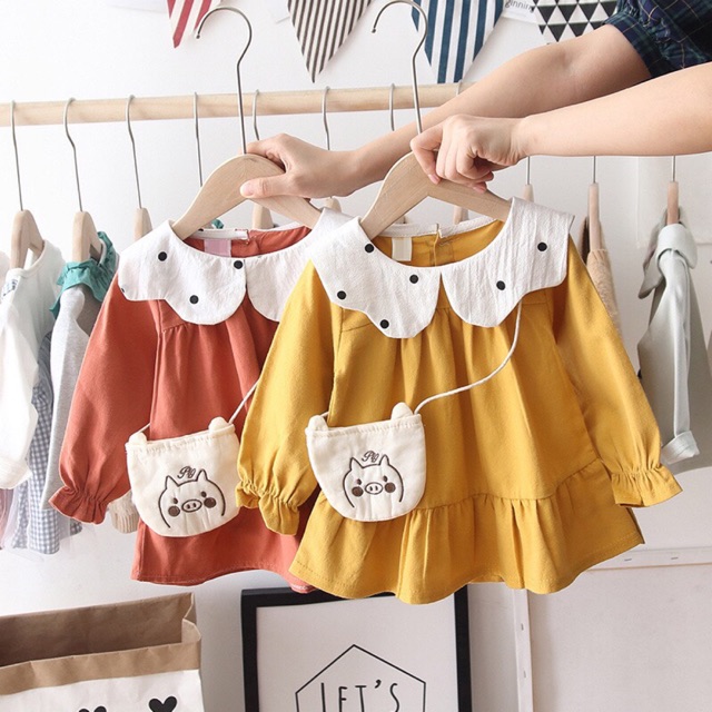 VÁY CỔ SEN VẢI THÔ ĐŨI