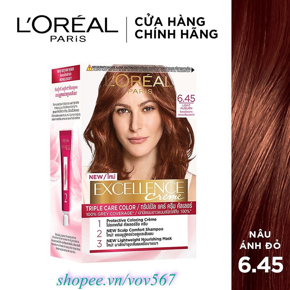 Thuốc nhuộm tóc #6.45 Loreal Excellence Creme (Nâu Ánh Đỏ) 100% chính hãng, vov567 cung cấp & bảo trợ.