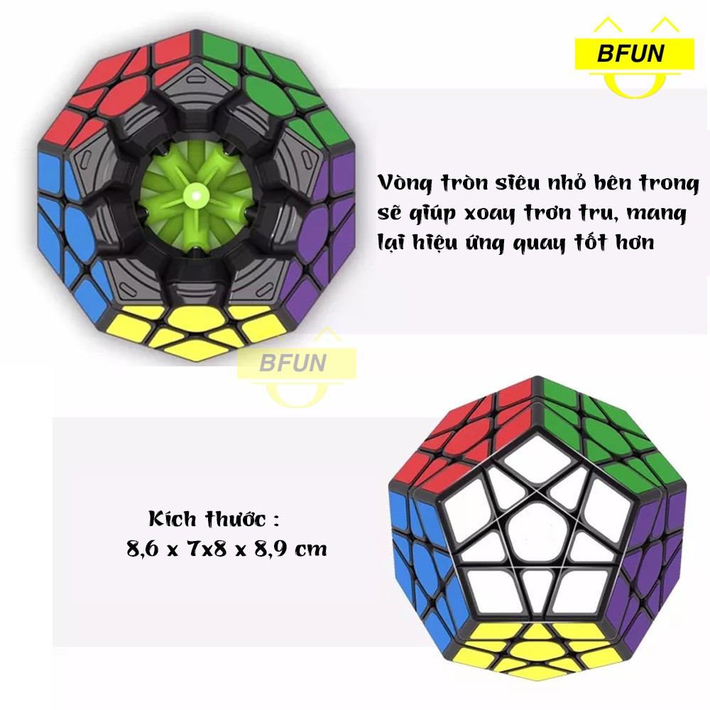 Rubik MEGAMINX 3x3x3 Viền Đen 12 Mặt Cao Cấp - Đồ Chơi Trẻ Em Phát Triển Trí Tuệ BFUN