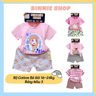 Đồ bộ bé gái BINNIE SHOP Quần áo bé gái chất thun cotton quảng châu xuất hàn cho bé từ 16-24kg (3-6 tuổi) BGT3