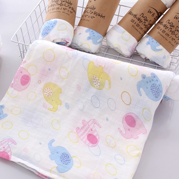 Khăn tắm sợi tre Muslin 2 lớp cho bé sơ sinh kích thước 110 x 110 cm