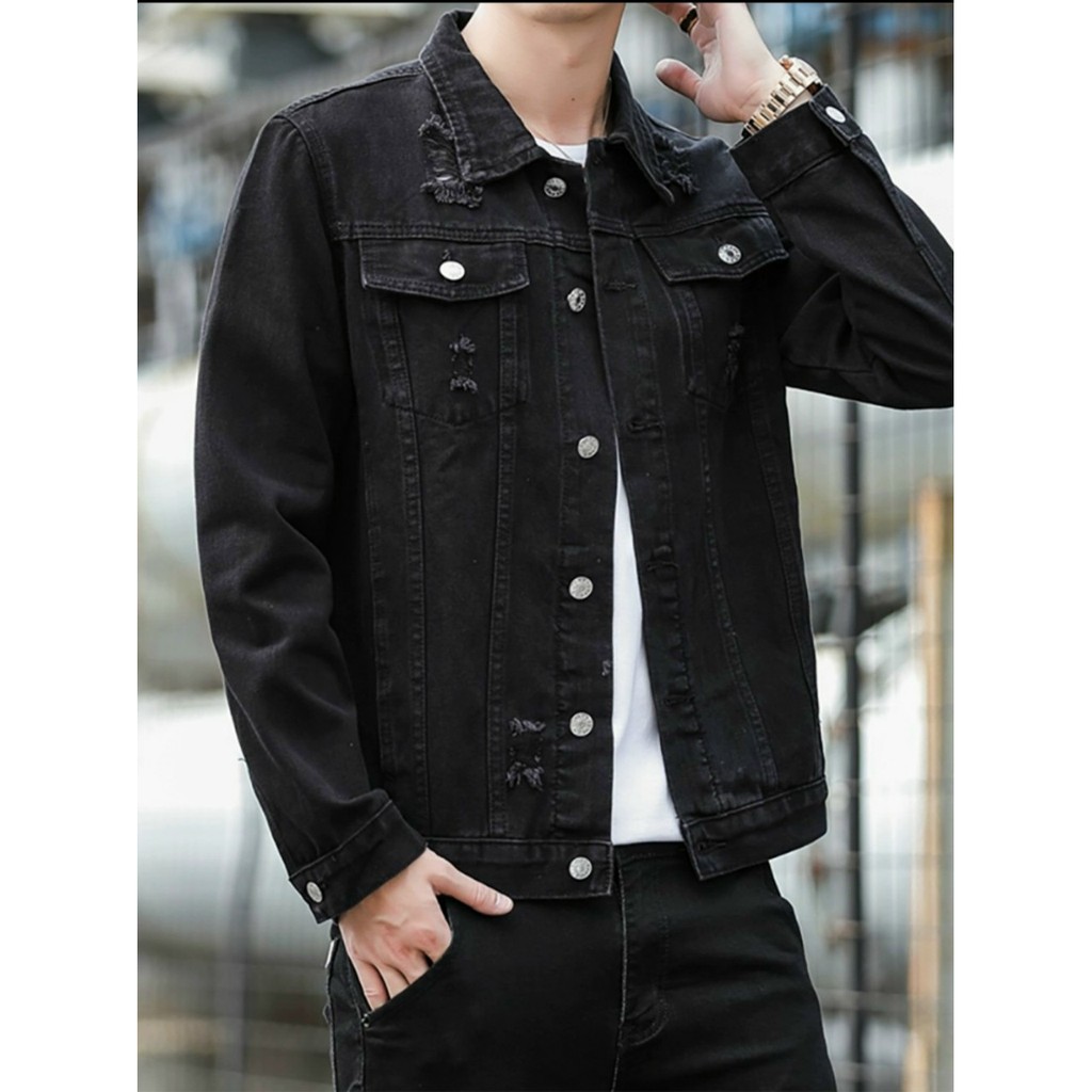 Áo Khoác Jean Nam Nữ Đen, Xanh Rách Unisex Đẹp Phong Cách 2021Chiwawa shop