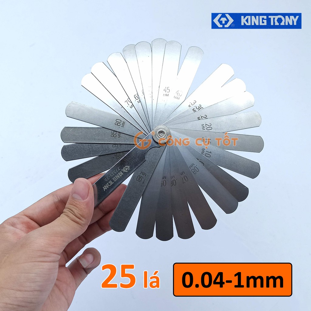 Thước đo khe hở 25 lá hệ mét 0.04-1mm Kingtony 77335-25