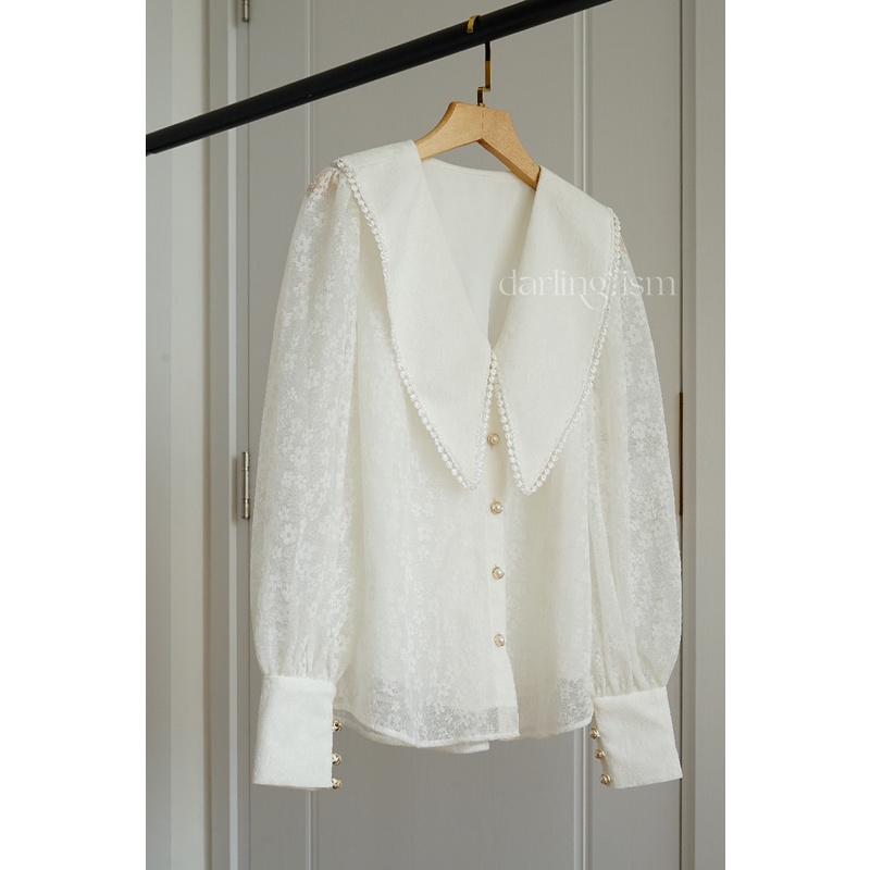 áo cổ V phối ren tay phồng dài adaline shirt - darling.ism | BigBuy360 - bigbuy360.vn