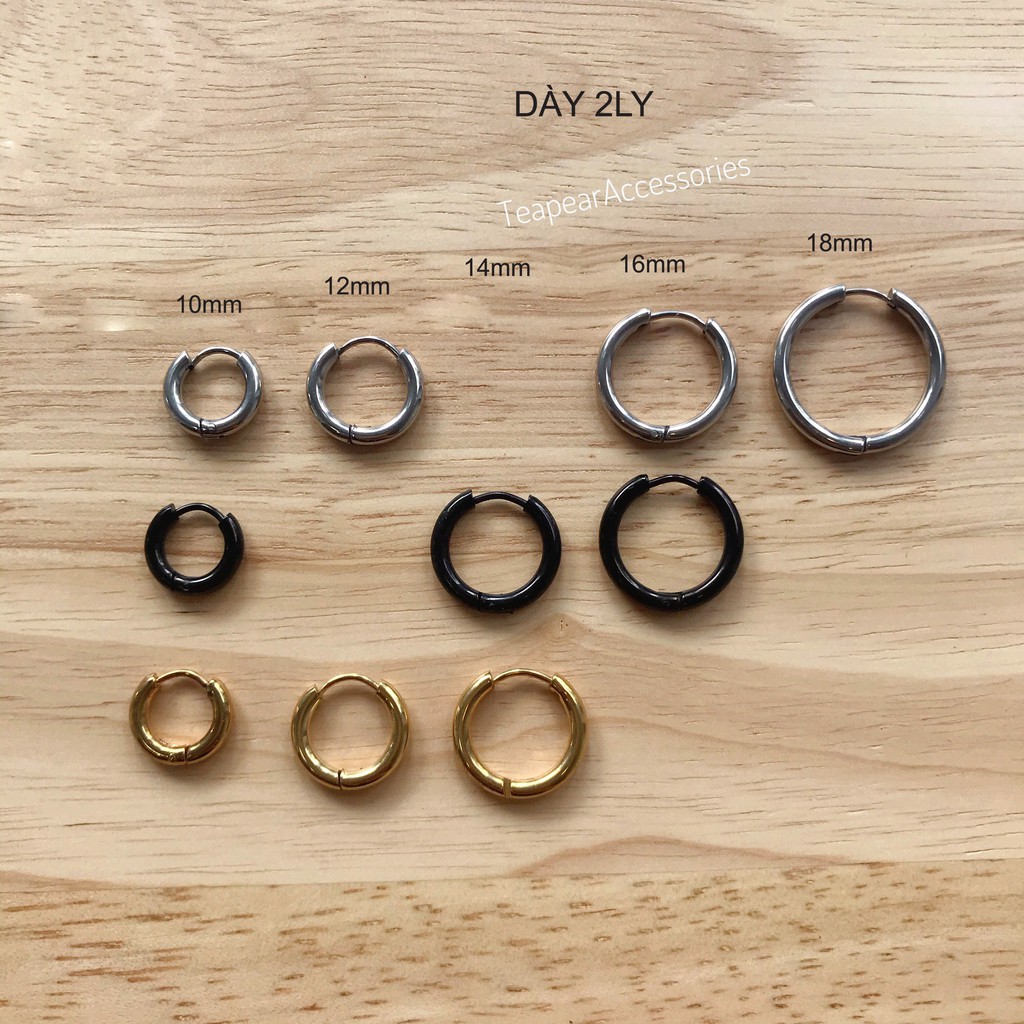 Khuyên Tai Tròn Basic Inox dày 2mm