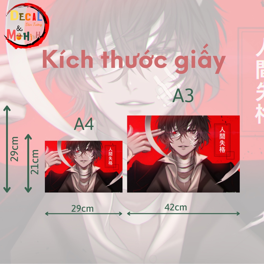 Poster ANIME Bungou stray dogs Decal Có Keo Dán Sẵn, Áp Phích Bungou stray dogs Kích Thước A3 42x30cm