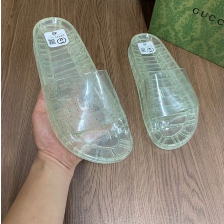 Dép nam nữ đẹp trong suốt quai ngang sành điệu, Dép lê xỏ ngón cá tính đế cao 3cm đúc chắc chắn êm chân D11