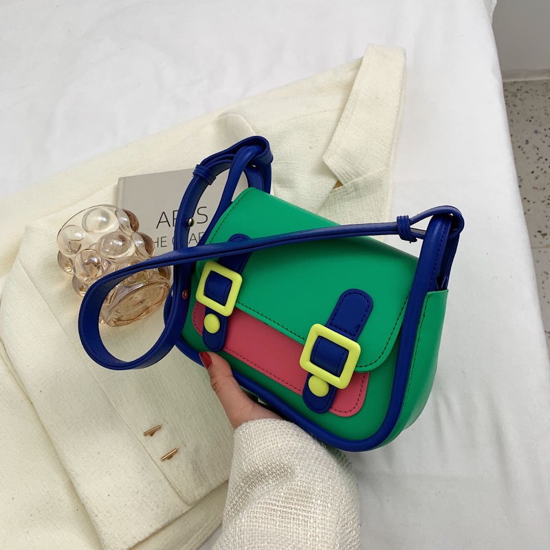 Túi đeo dưới cánh tay Hình Vuông Cỡ Nhỏ 2022 Màu Tương Phản Thời Trang Mùa Xuân Cho Nữ