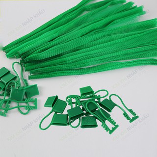 1kg túi lưới nhựa màu xanh đựng trái cây kèm móc khóa dài 40cm - BLX40