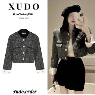 ÁO DẠ TWEED TAY TRẮNG CROPTOP - ÁO KHOÁC NỮ THU ĐÔNG