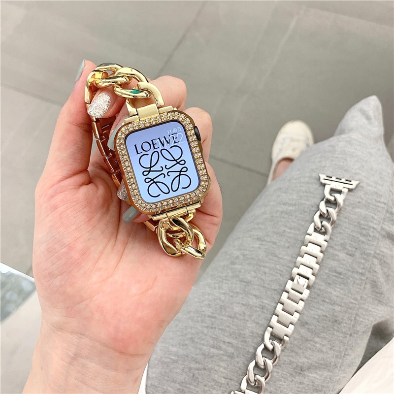 Ốp lưng mạ viền đính đá cho Apple WATCH 3456SE