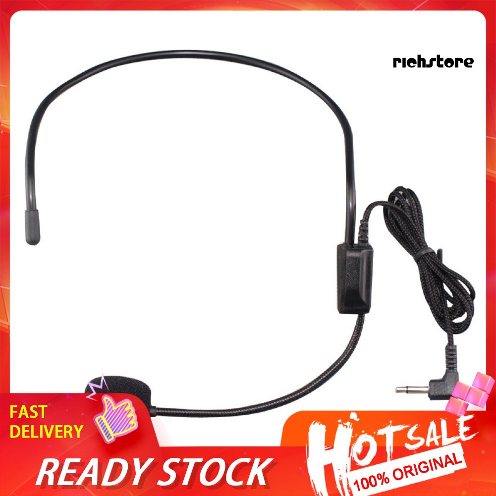 EJ_3.5mm Wired Headset Microphone Headworn Mic for Voice Amplifier Loudspeaker