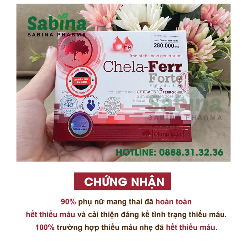 Sắt Chela-Ferr® Forte –Viên sắt cho bà bầu hỗ trợ bổ sung và dễ hấp thu sắt.cải thiện