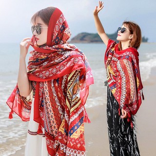 Khăn Choàng Boho Quảng Châu Siêu To Khổng Lồ Đạo Cụ Sống Ảo Ko Thể Thiếu Khi Đi Du Lịch Biển Phong Cách Retro Vintage