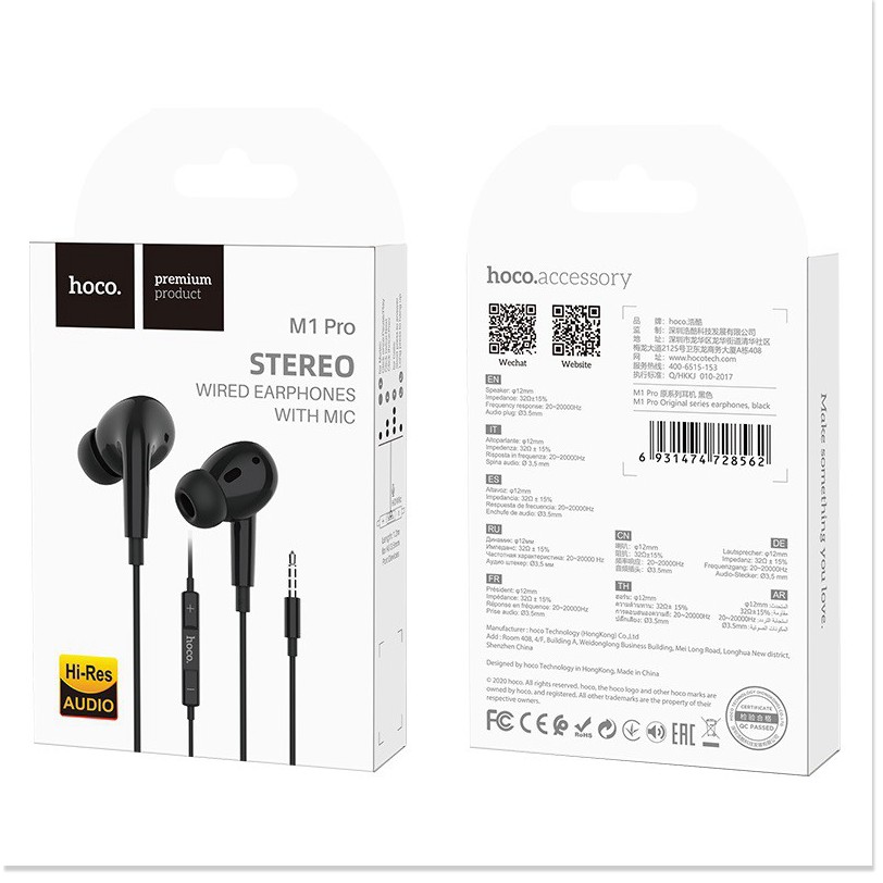 Tai nghe Hoco M1 Pro, được làm từ chất liệu TPE siêu bền, speaker 12mm, hỗ trợ gaming phone, dài 120cm - MrPhukien