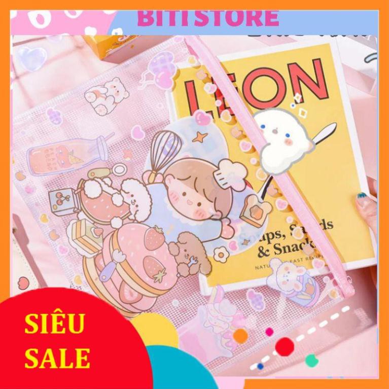 Túi Lưới A4, A5 Nhựa Dẻo Trong Suốt Đựng Hồ Sơ Tài Liệu Hình Hoạt Hình Đáng Yêu BiTi Store SM493 EBE SHOP