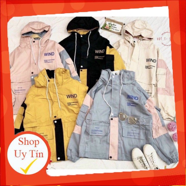 Áo Khoác kaki chữ Wind Nam Nữ Unisex Cao Cấp Áo Khoác Dù KaKi Cặp Đôi 2 Lớp Form Rộng