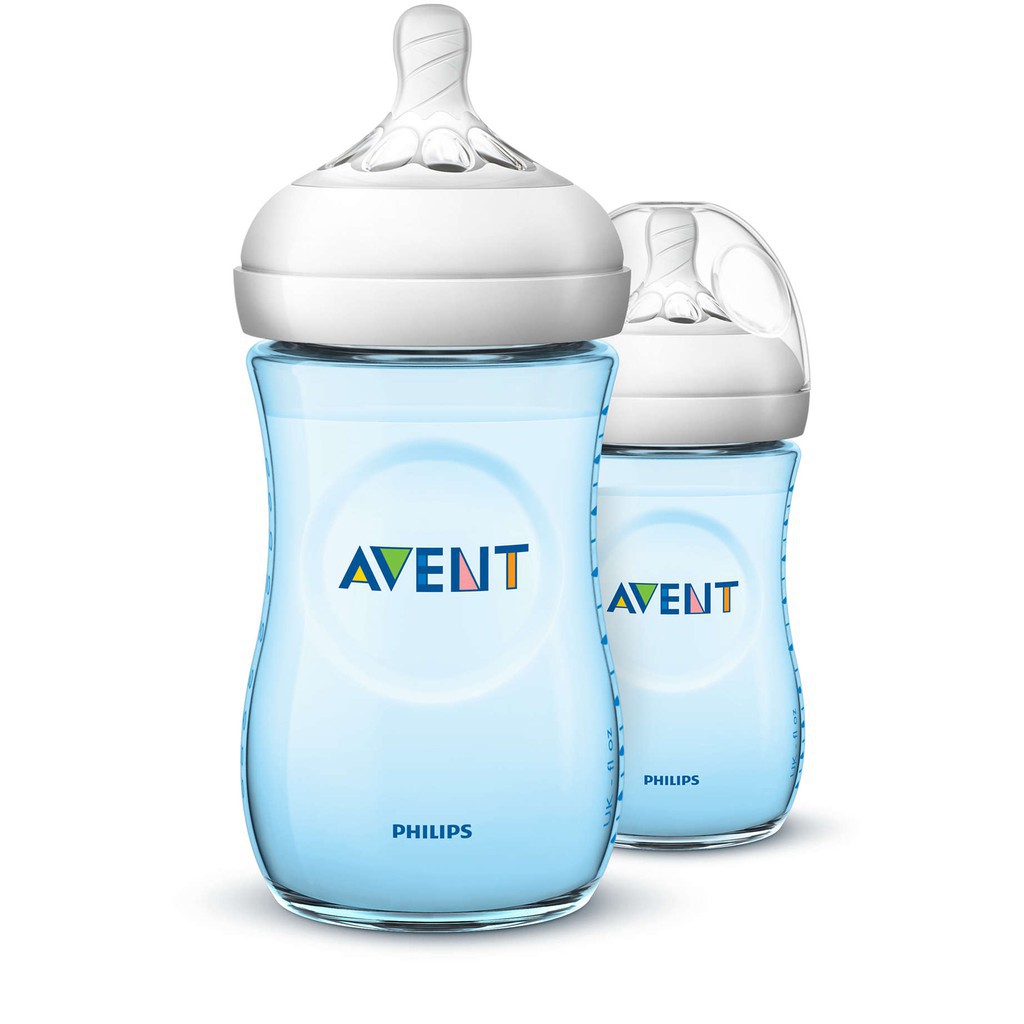 Bình sữa Avent Natural 260ml màu xanh - hồng