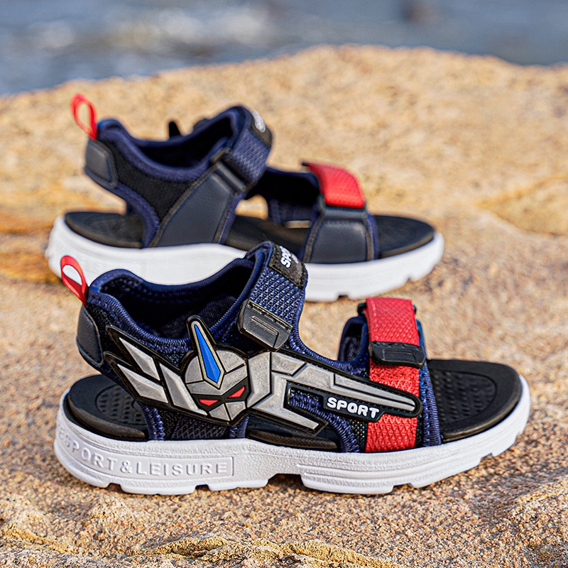 Giày xăng đan đi biển chống trượt in họa tiết Transformers thời trang mùa hè size 29-38 cho bé