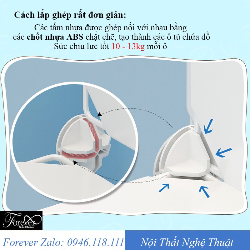 Tủ nhựa doremon lắp ghép 6 ô 75*111*47cm màu xanh trời - Nội Thất Nghệ Thuật Forever