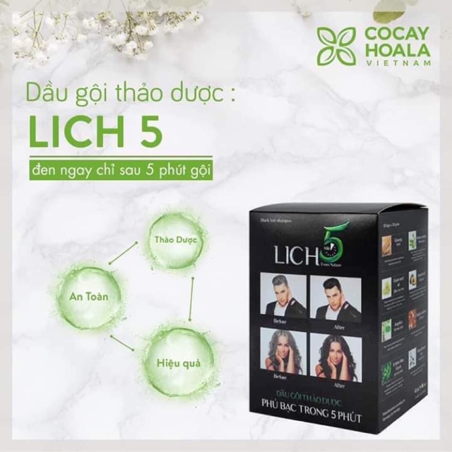 Dầu gội đen tóc Lich5 [dầu gội nhuộm tóc thảo dược tốt nhất]