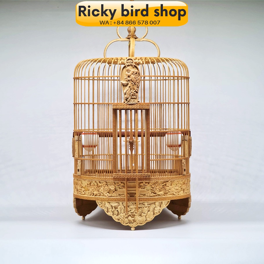 Lồng chim tre, Hwamei bird cage - Eight Immortal design (Have lock door)