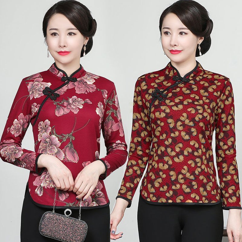 Áo sơ mi sườn xám mỏng tay dài phong cách cổ điển thời trang cao cấp cho nữ plus size XL-5XL
