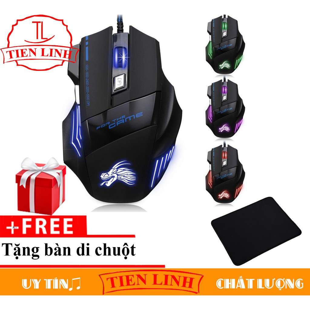 Xem video - Chuột chơi game có dây Dragon X3 (Đen phối xanh) + Tặng miếng lót chuột- Bảo hành 3 tháng