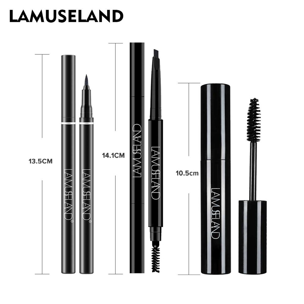 Bộ Bút Kẻ Chân Mày + Bút Kẻ Mắt + Mascara LAMUSELAND LAS203 Trang Điểm Chống Nước Lâu Trôi